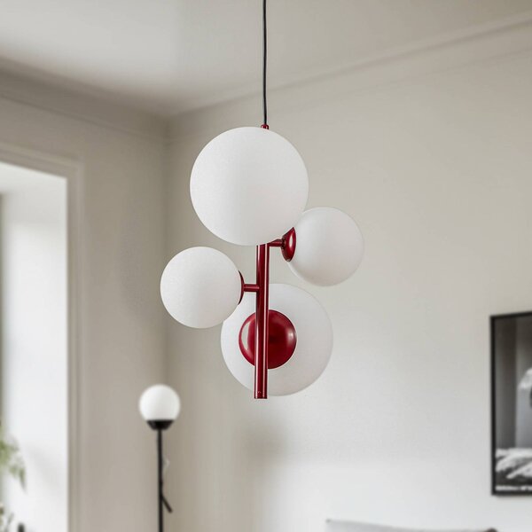 Lampada a sospensione in vetro Joel ALDEX, dimmerabile, Rosso, Soggiorno / Sala da pranzo, Metallo, Moderno, Lampada a sospensione
