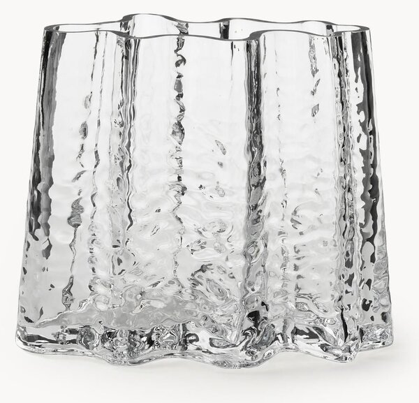 Vaso in vetro soffiato con superficie strutturata Gry, alt. 19 cm