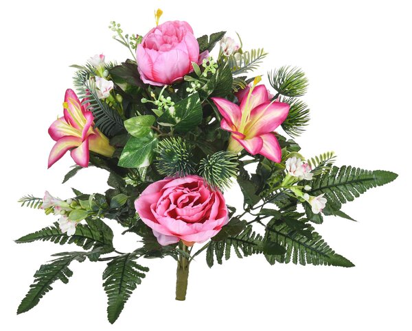 Set 2 Bouquet Artificiale con Peonie Altezza 51 cm Rosa