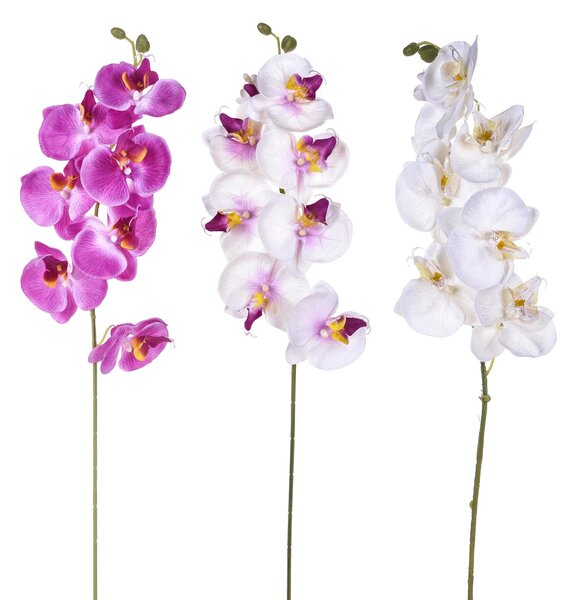 Set 8 Phalaenopsis Artificiali con 8 Fiori Altezza 65 cm Multicolore