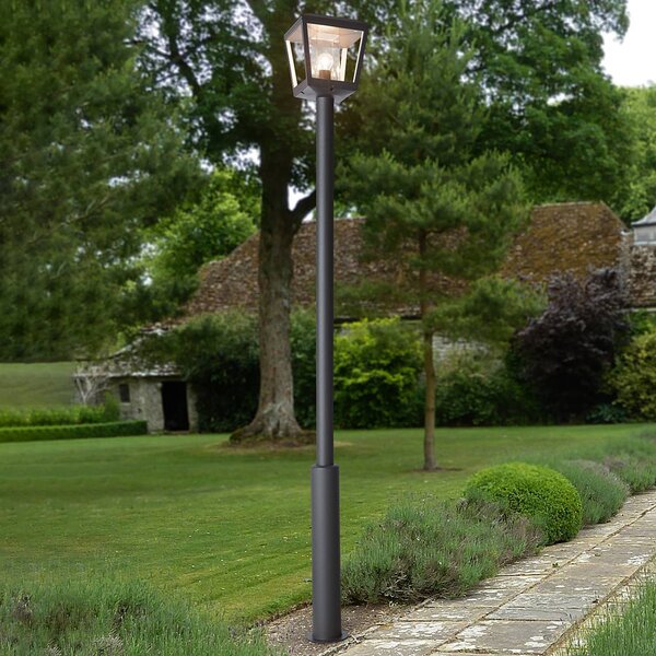 Lucande lampada da esterno Dunia, antracite, metallo, altezza 220 cm Dunia Lucande, dimmerabile, Nero, Alluminio, Moderno
