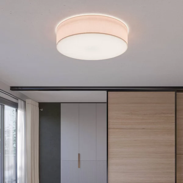 Plafoniera soffitto Rondo TK Lighting, dimmerabile, Crema / Ambra, Camera da letto, Tessuto / Stoffa / Seta, Moderno, Plafoniera