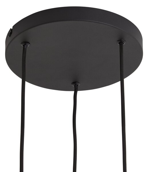 Lampada a sospensione moderna nera a 3 luci con paralume rotondo - Concerto