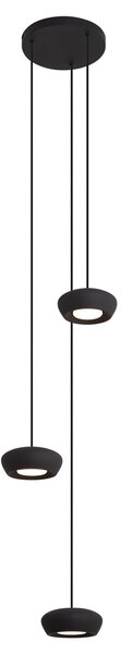Lampada a sospensione moderna nera a 3 luci con paralume rotondo - Concerto