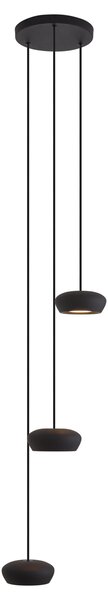 Lampada a sospensione moderna nera a 3 luci con paralume rotondo - Concerto