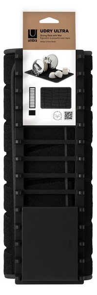 Tappetino scolapiatti nero opaco in plastica 61x43 cm Udry – Umbra