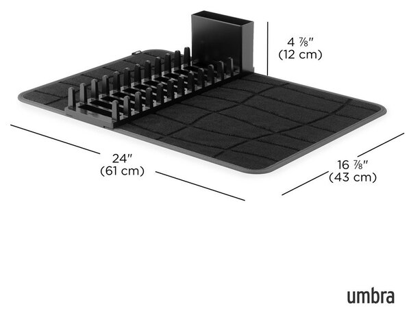 Tappetino scolapiatti nero opaco in plastica 61x43 cm Udry – Umbra