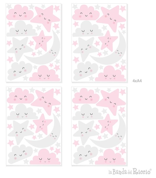 Nuvolette e Stelle pattern Grigio/Beige