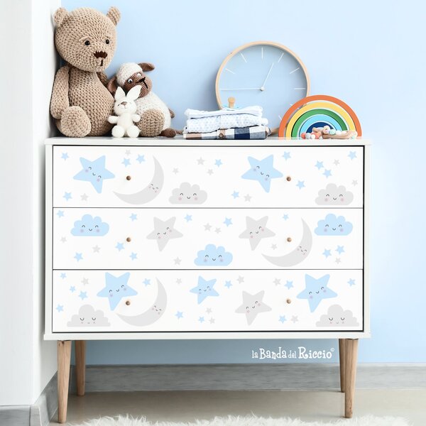 Nuvolette e Stelle pattern Grigio/Beige