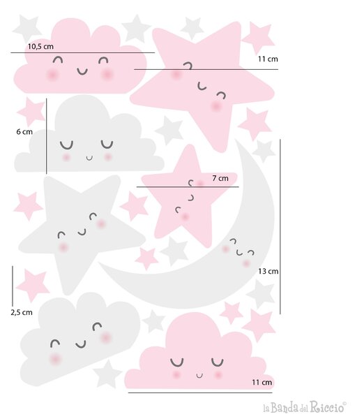 Nuvolette e Stelle pattern Grigio/Beige