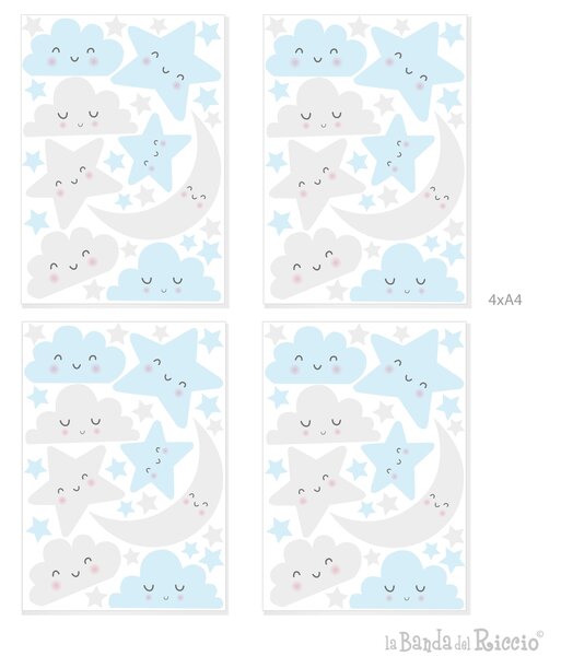 Nuvolette e Stelle pattern Grigio/Beige