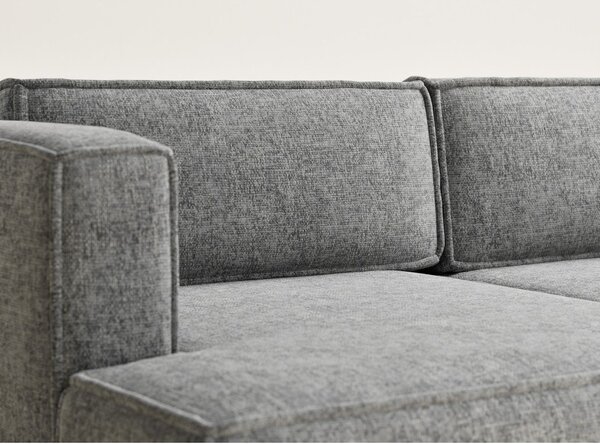 Divano angolare grigio allungabile/con contenitore (con penisola a sinistra/con chaise lounge) con rivestimento in ciniglia Velto – Maison de Rêve