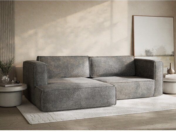 Divano angolare grigio allungabile/con contenitore (con penisola a sinistra/con chaise lounge) con rivestimento in ciniglia Velto – Maison de Rêve