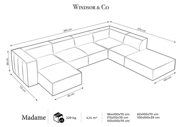 Divano angolare in pelle marrone (angolo destro) Madame - Windsor & Co Sofas