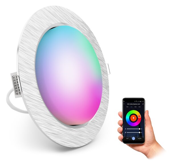 SSC-LUXon RX-3 Faretto da incasso LED rotondo incl. LED GX53 compatibile con Alexa, Siri e Google - Faretto da incasso a soffitto extrapiatto con RGB+W