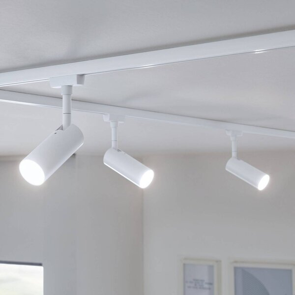 Paulmann Set URail Tubo di Paulmann, bianco, a 4 luci, alimentazione via cavo Tubo, dimmerabile, Bianco / Opale, Soggiorno / Sala da pranzo, Metallo, Moderno