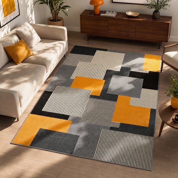 Tappeto grigio-arancio , 140 x 200 cm Leo Square - Universal