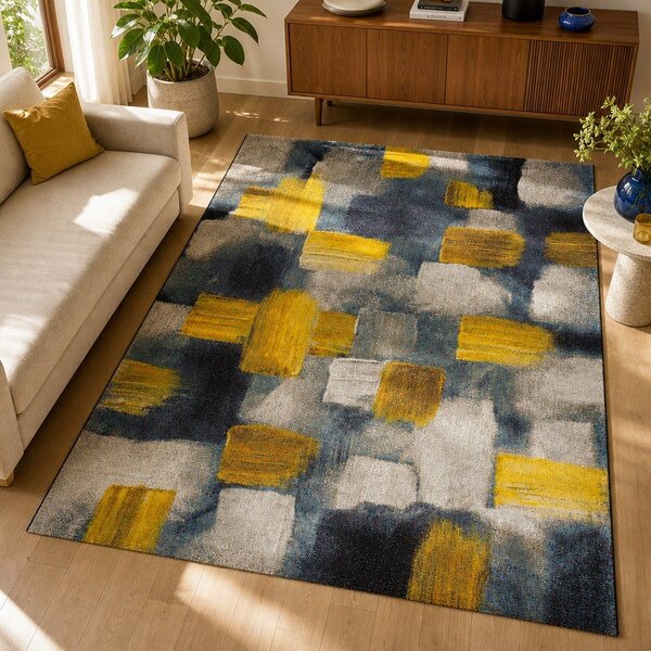 Tappeto blu e giallo , 140 x 200 cm Lienzo - Universal