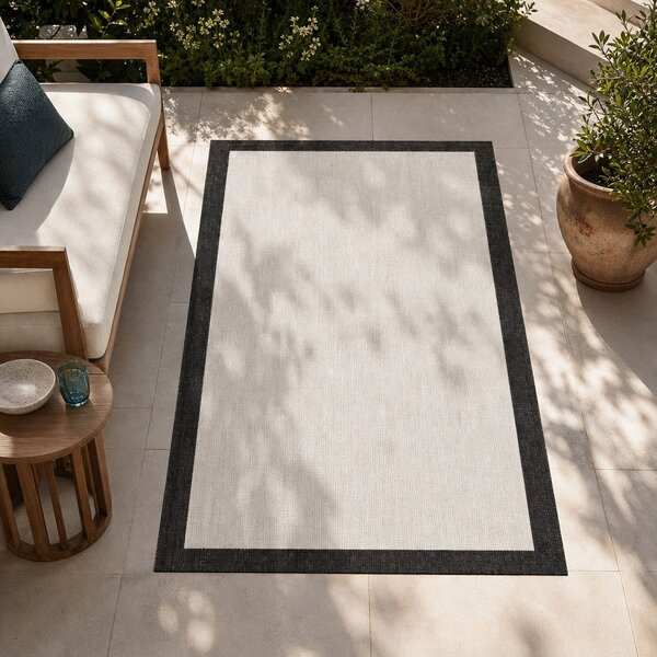 Tappeto da esterno nero e crema , 80 x 250 cm Panama - NORTHRUGS