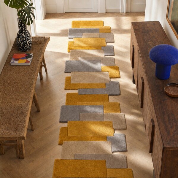Tappeto in lana giallo/beige 60x230 cm Collage - Flair Rugs