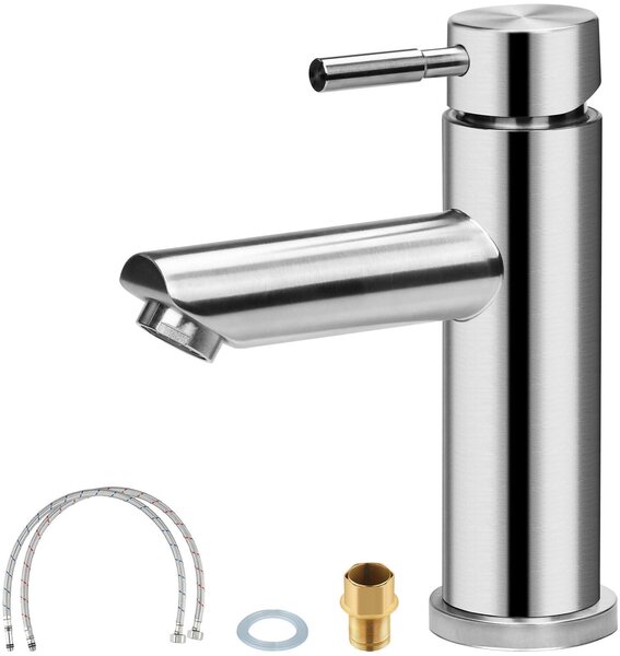 Miscelatore per lavabo da bagno in acciaio inossidabile con controllo separato dell'acqua calda e fredda