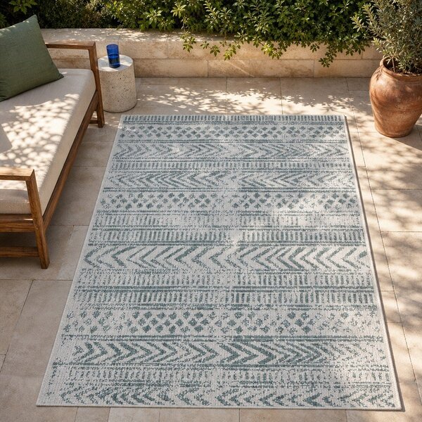 Tappeto per esterni verde e crema , 80 x 350 cm Biri - NORTHRUGS