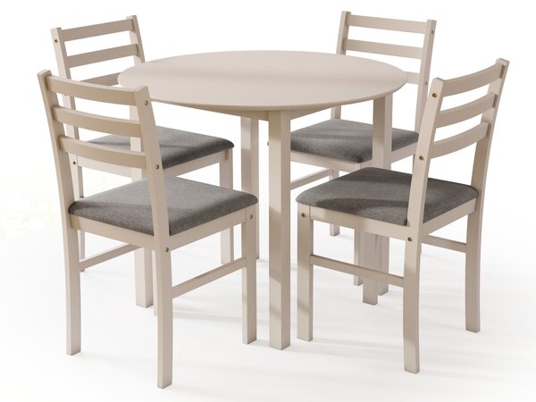 Set TORINO Tavolo rotondo + 4 sedie Cashmere (Beige) / Grigio Chiaro