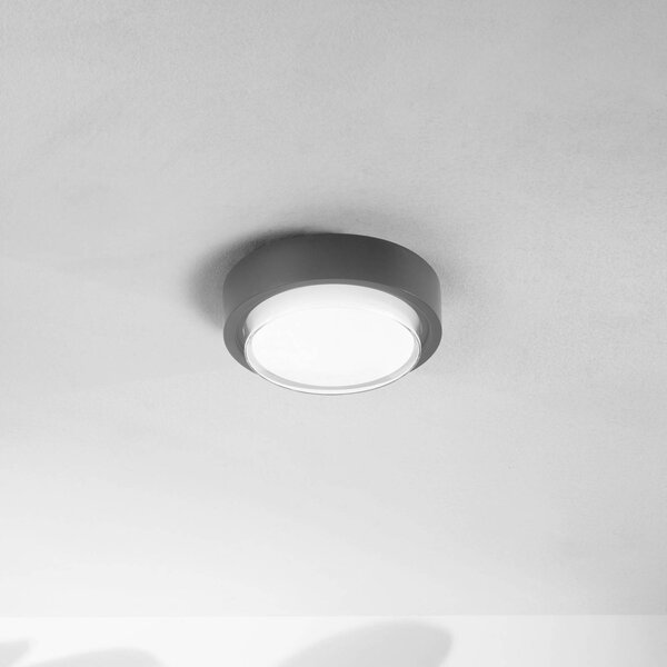 Fabas Luce Plafoniera LED da esterni Owen, grigio scuro, metallo, 23 cm, IP65 Owen, Nero, Alluminio, Moderno, Plafoniere LED