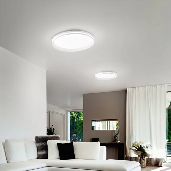 Fabas Luce Plafoniera a LED Isy, dimmerabile, Bianco / Opale, Soggiorno / Sala da pranzo, Metallo, Moderno, Plafoniera LED