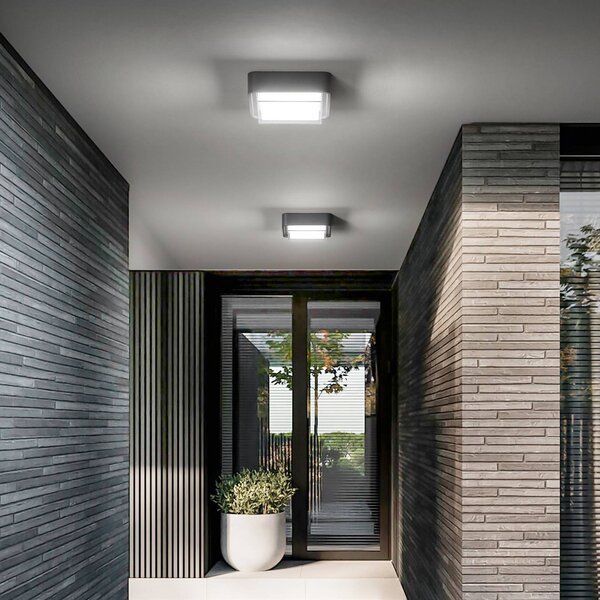 Fabas Luce Plafoniera LED da esterni Diuk, grigio scuro, metallo, IP65 Diuk, Nero, Alluminio, Moderno, Plafoniere LED