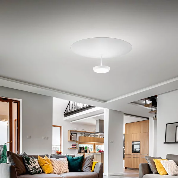 Fabas Luce Plafoniera a LED Yuko, dimmerabile, Bianco / Opale, Soggiorno / Sala da pranzo, Metallo, Moderno, Plafoniera LED