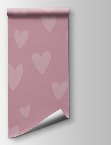 Carta da parati Sfondo rosa con cuori, Carta da parati per Bambini, Carta da parati popolare, t01088 - Tapeko.it