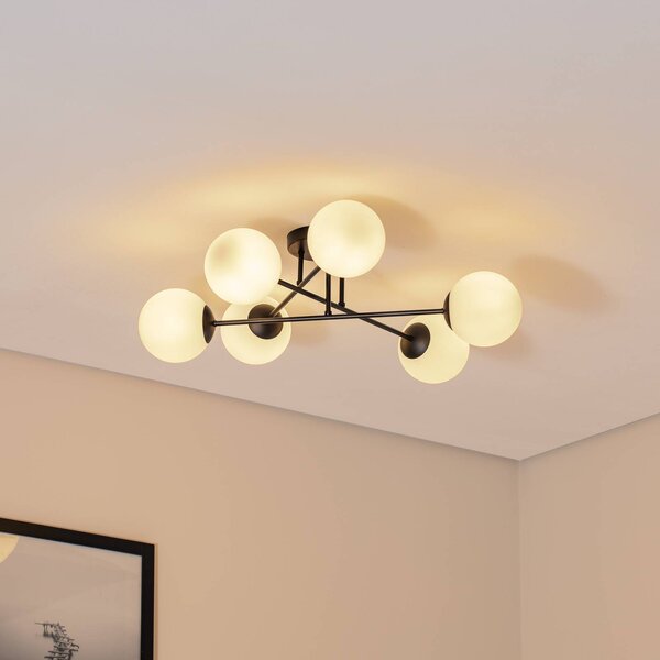 Plafoniera soffitto Glassy Euluna, dimmerabile, Nero, Soggiorno / Sala da pranzo, Vetro, Moderno, Plafoniera