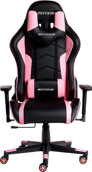 MaxPodium Tactical sedia gaming nera e rosa – sedia da ufficio ergonomica con braccioli 3D, fino a 150 kg