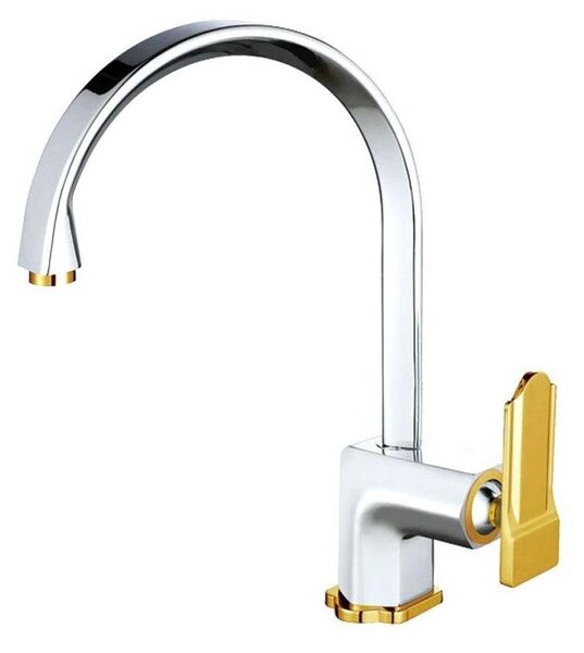 Rubinetto da cucina in ottone, girevole, con acqua calda e fredda