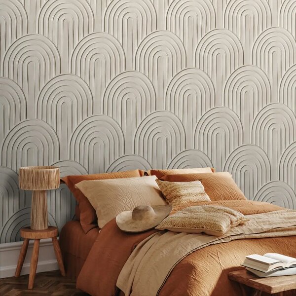 Archi beige: un'elegante texture geometrica in una delicata tonalità crema