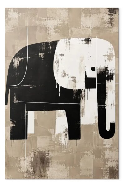 Elefante nero - silhouette astratta su sfondo beige effetto invecchiato