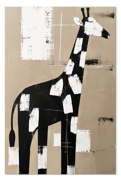 Giraffa nera - motivi geometrici su sfondo beige effetto invecchiato