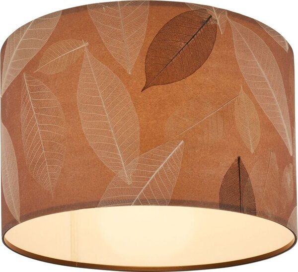 Lampada da soffitto Briloner Mata, decorazione a foglie, stile boho, attacco E27, color caffè, Ø35 x 28 cm