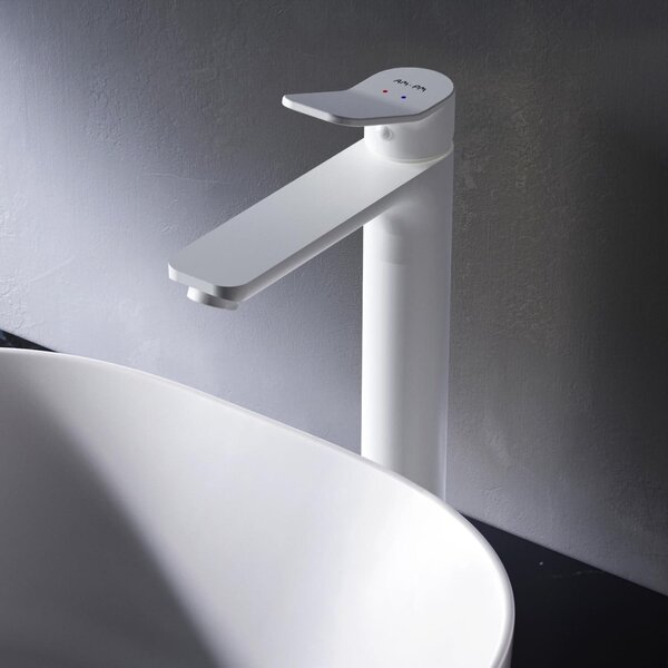 Rubinetto da lavabo alto con miscelatore monocomando bianco opaco