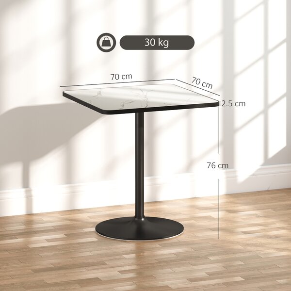 HOMCOM Tavolo quadrato da cucina per 4 persone, in effetto marmo, 70x70 cm, bianco | Aosom Italy