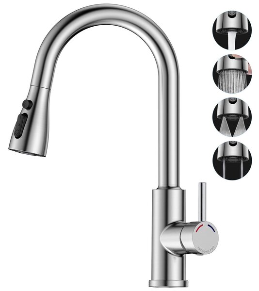 Miscelatore da cucina estraibile in acciaio inox