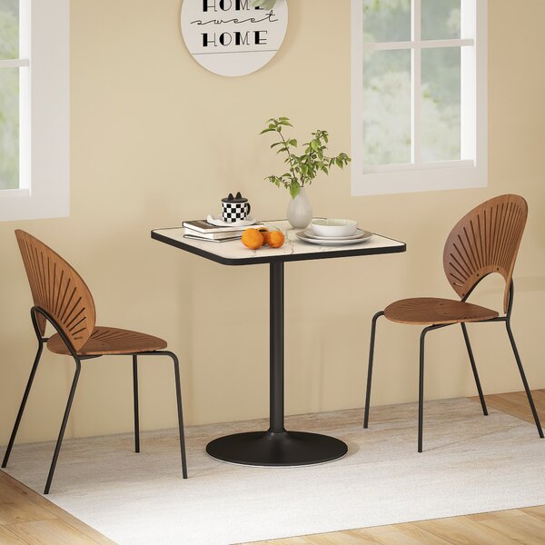 HOMCOM Tavolo quadrato da cucina per 4 persone, in effetto marmo, 70x70 cm, bianco | Aosom Italy