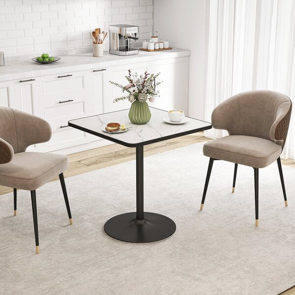 HOMCOM Tavolo quadrato da cucina per 4 persone, in effetto marmo, 70x70 cm, bianco | Aosom Italy