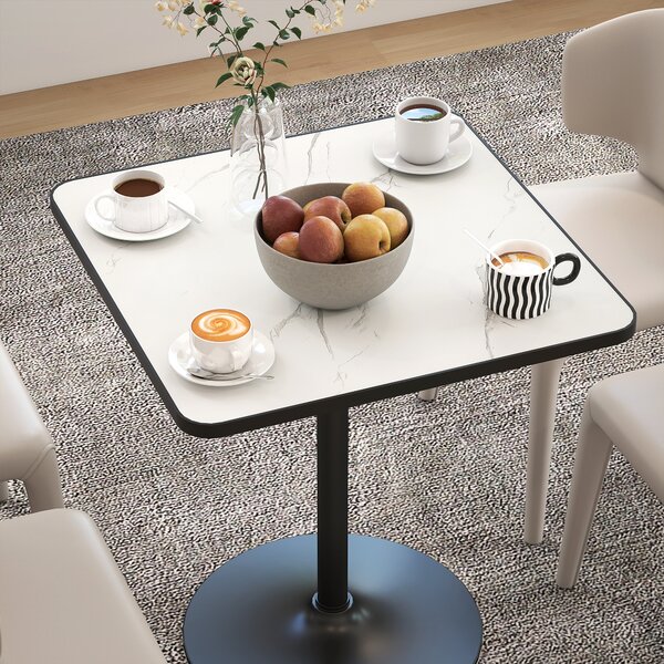 HOMCOM Tavolo quadrato da cucina per 4 persone, in effetto marmo, 70x70 cm, bianco | Aosom Italy