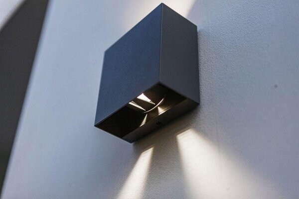 Applique da esterno a LED GEMINI antracite 10W, bianco neutro 400 lm, alluminio, dimensioni: 11x11x5,4 cm, IP54, Lutec