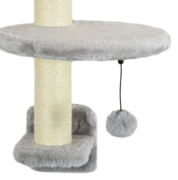 PawHut Mensole per Gatti 3 Pezzi con Amaca e Rampa, Tiragraffi Piattaforma a Forma di Nuvola, 30x30x96 cm, Grigio | Aosom Italy