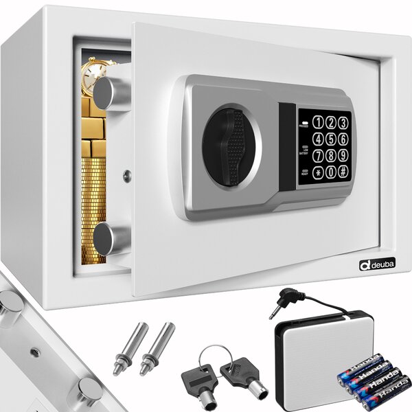 DEUBA® Cassaforte Elettronica con Combinazione 31x20x20cm LED Doppio Bullone in Acciaio Cassetta Sicurezza Argento