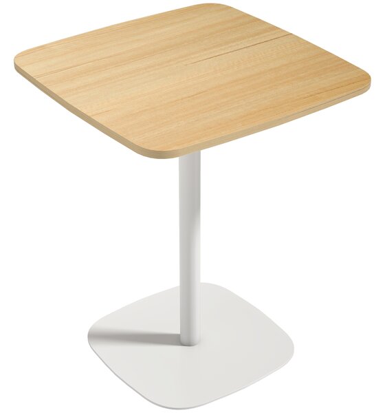 Tavolo da Pranzo Quadrato 60x60x75 cm con Piano Effetto Legno Base in Acciaio e Piedini Antiscivolo Legno Naturale