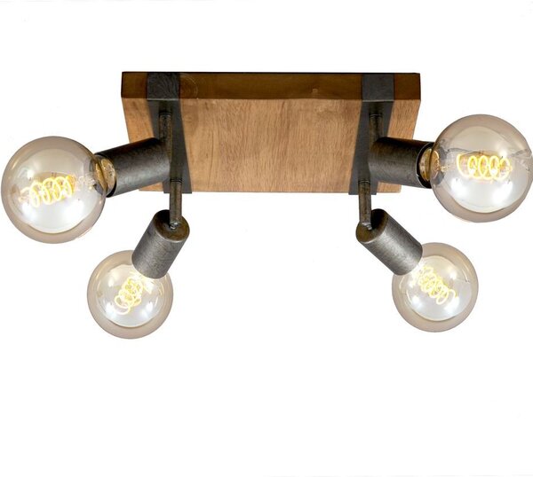 Faretto orientabile e girevole 4x E27 metallo-legno canna Briloner